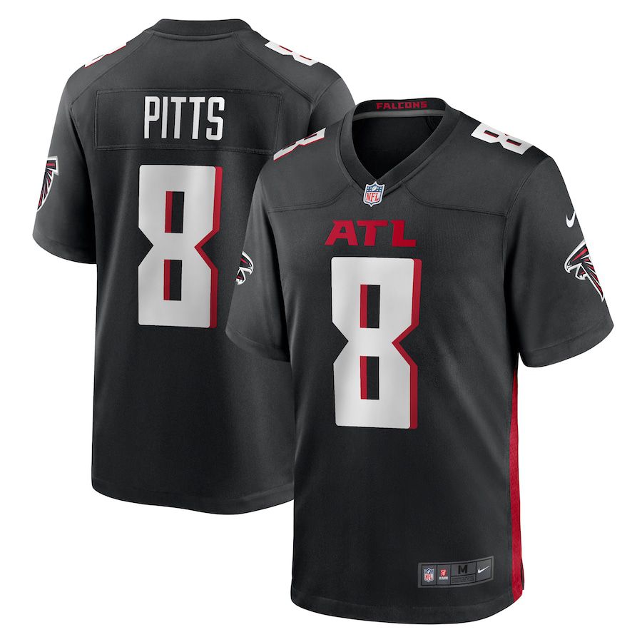 Men Atlanta Falcons 8 Kyle Pitts Nike Black Game NFL Jersey